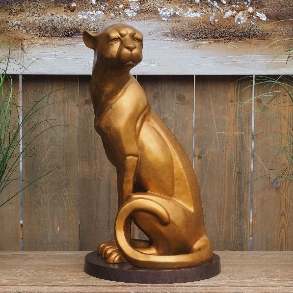 -Bronzefigur Jaguar sitzend-
