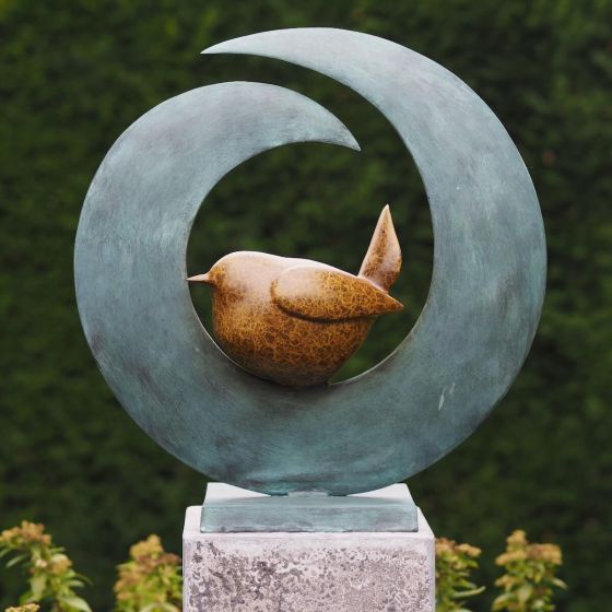 -Bronzefigur Vogel im Nest- abstrakt- unter Bronze und Metall Figuren