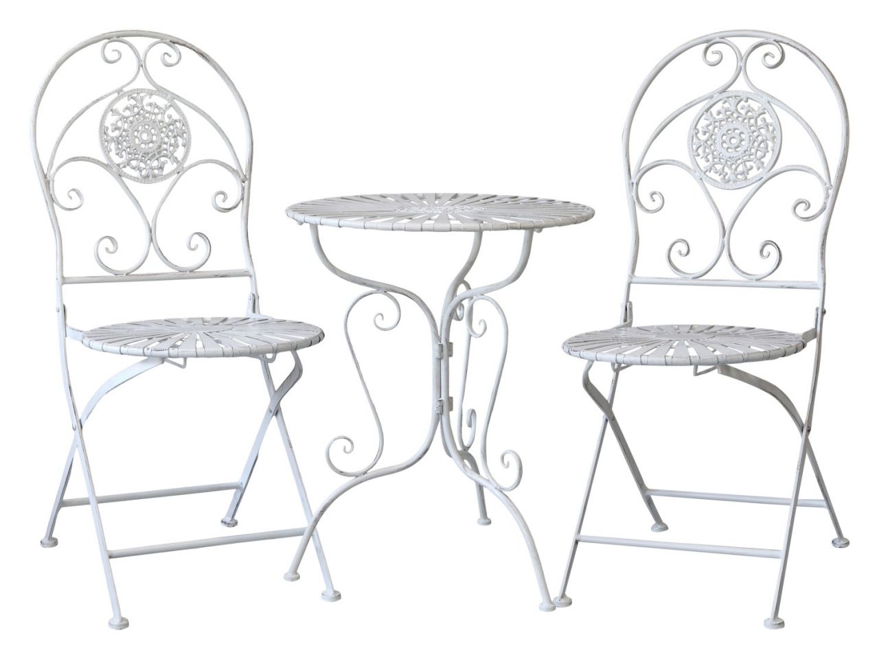 -Cafe Set m- 2 Stühle und 1 Tisch in creme von Chic Antique-