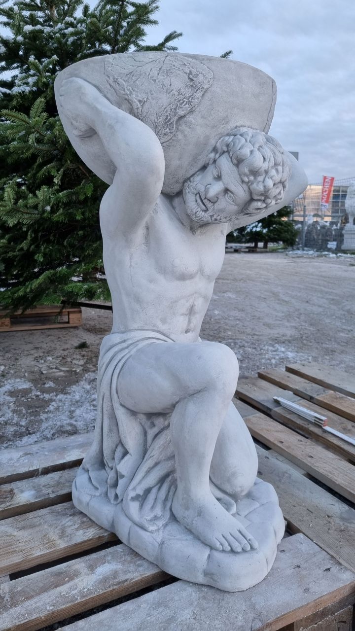 -Gartenfigur -Atlas- befplanzbar- antik grau- unter Statuen/Skulpturen Statuen