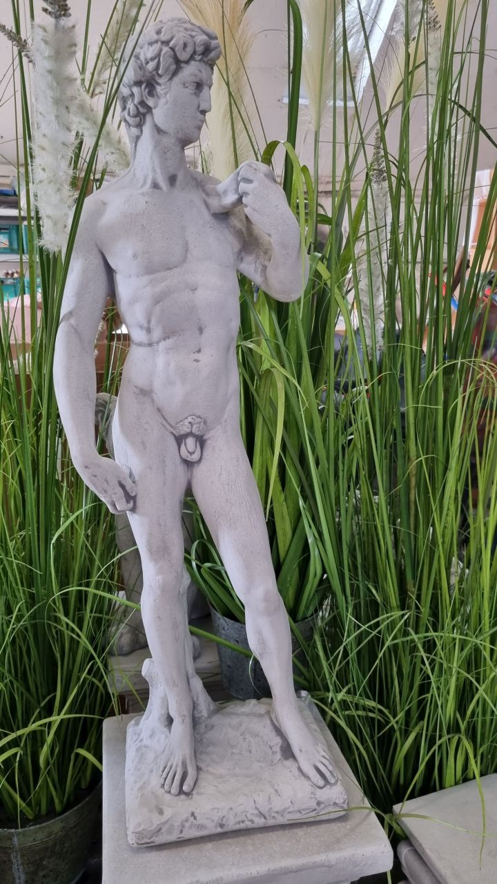 -Gartenfigur David von Michelangelo- antik grau-