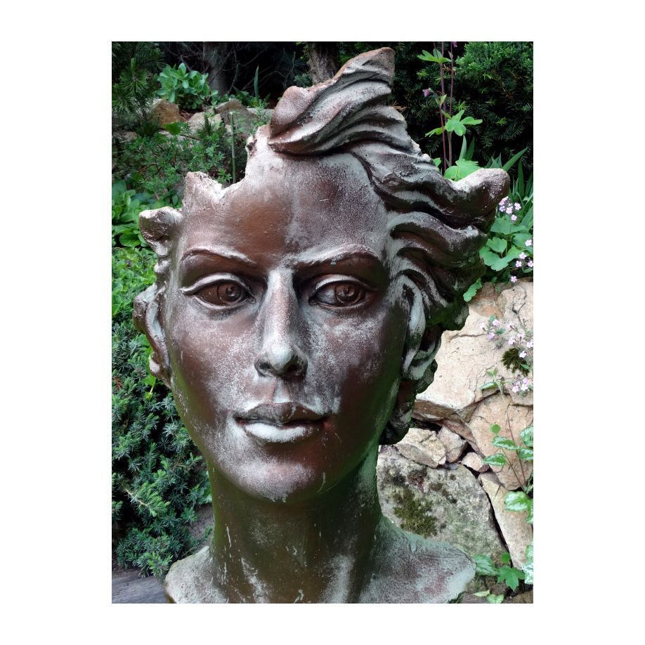 -Gartenfigur Gesicht -FRAU- im Bronzestil- Medium - Original von Vidroflor-