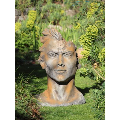 -Gartenfigur Gesicht -MANN- Rosteffekt- Medium - Original von Vidroflor- unter Vidroflor Kultur