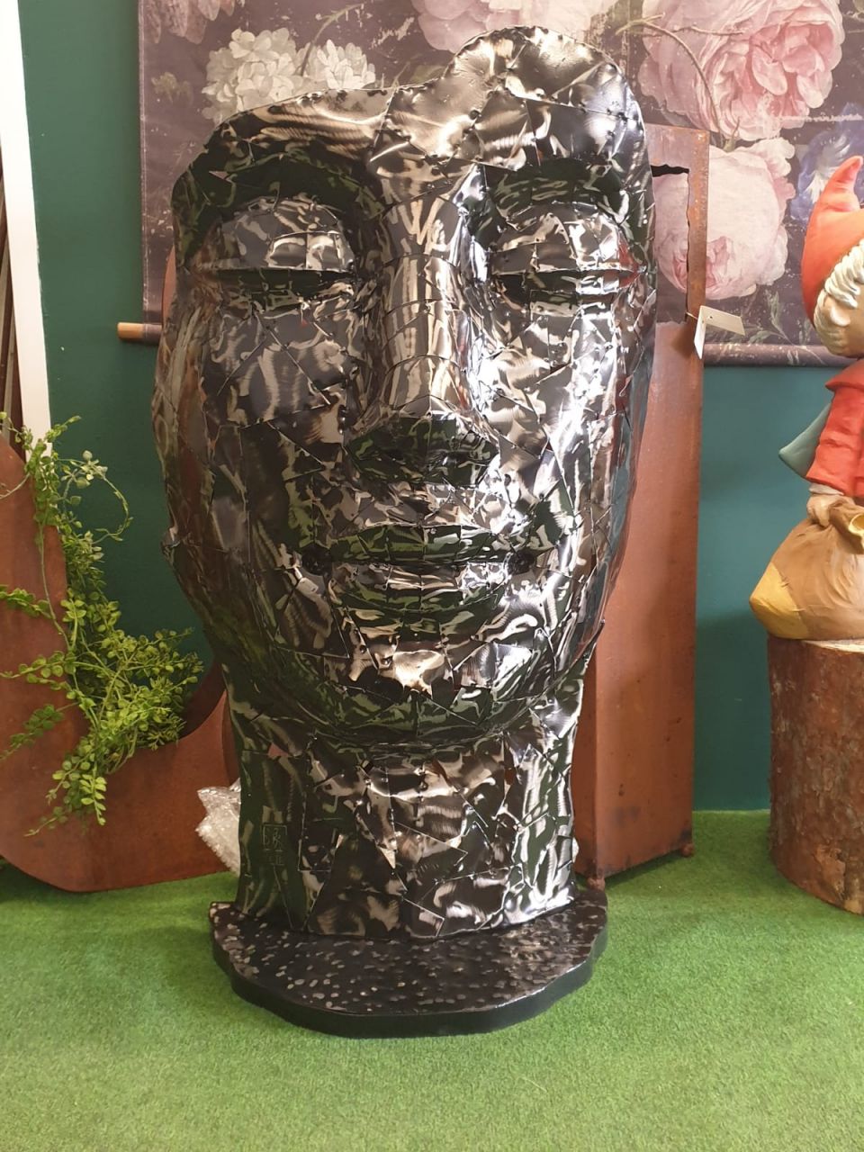 -Gartenfigur Gesicht Metall- schwarz - Original von Vidroflor-
