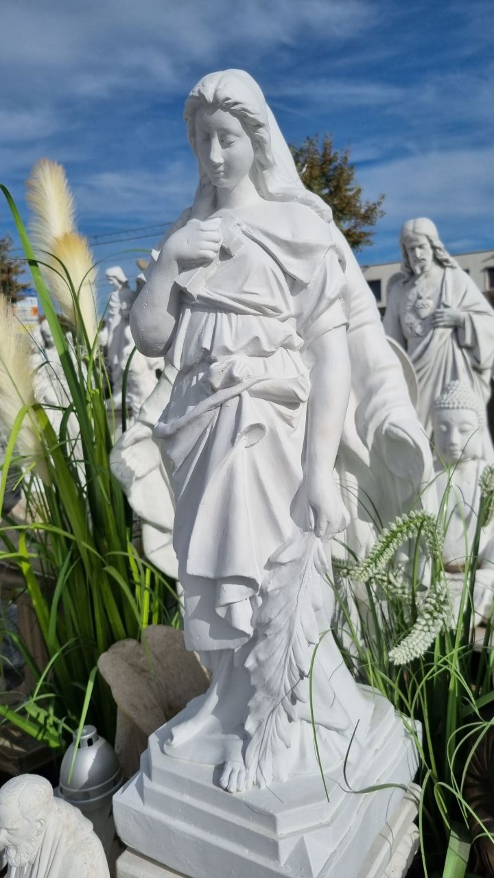 -Gartenfigur Gläubige Frau mit Kreuz- verschiedene Farben- unter Statuen/Skulpturen Kultur