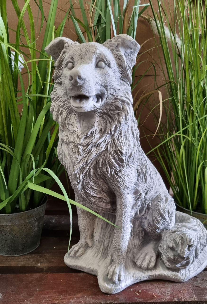 -Gartenfigur Hund- antik grau- unter Statuen/Skulpturen Tiere Hunde