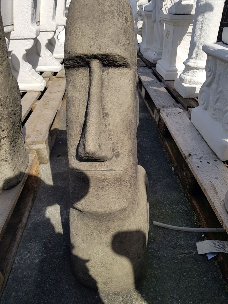 -Gartenfigur Moai 3 antik aus Betonguss-