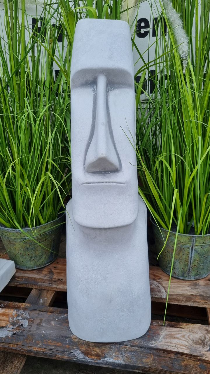 -Gartenfigur Moai- gross- antik grau- unter Statuen/Skulpturen Moai