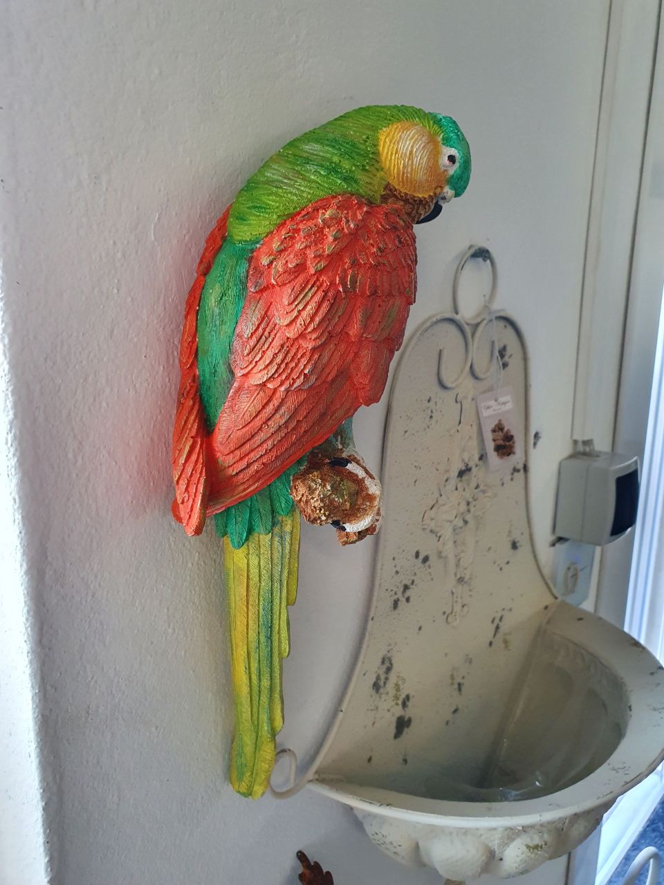 -Gartenfigur Papagei- bunt- handbemalt zum Aufhängen- unter Statuen/Skulpturen Tiere Sonstige Tiere