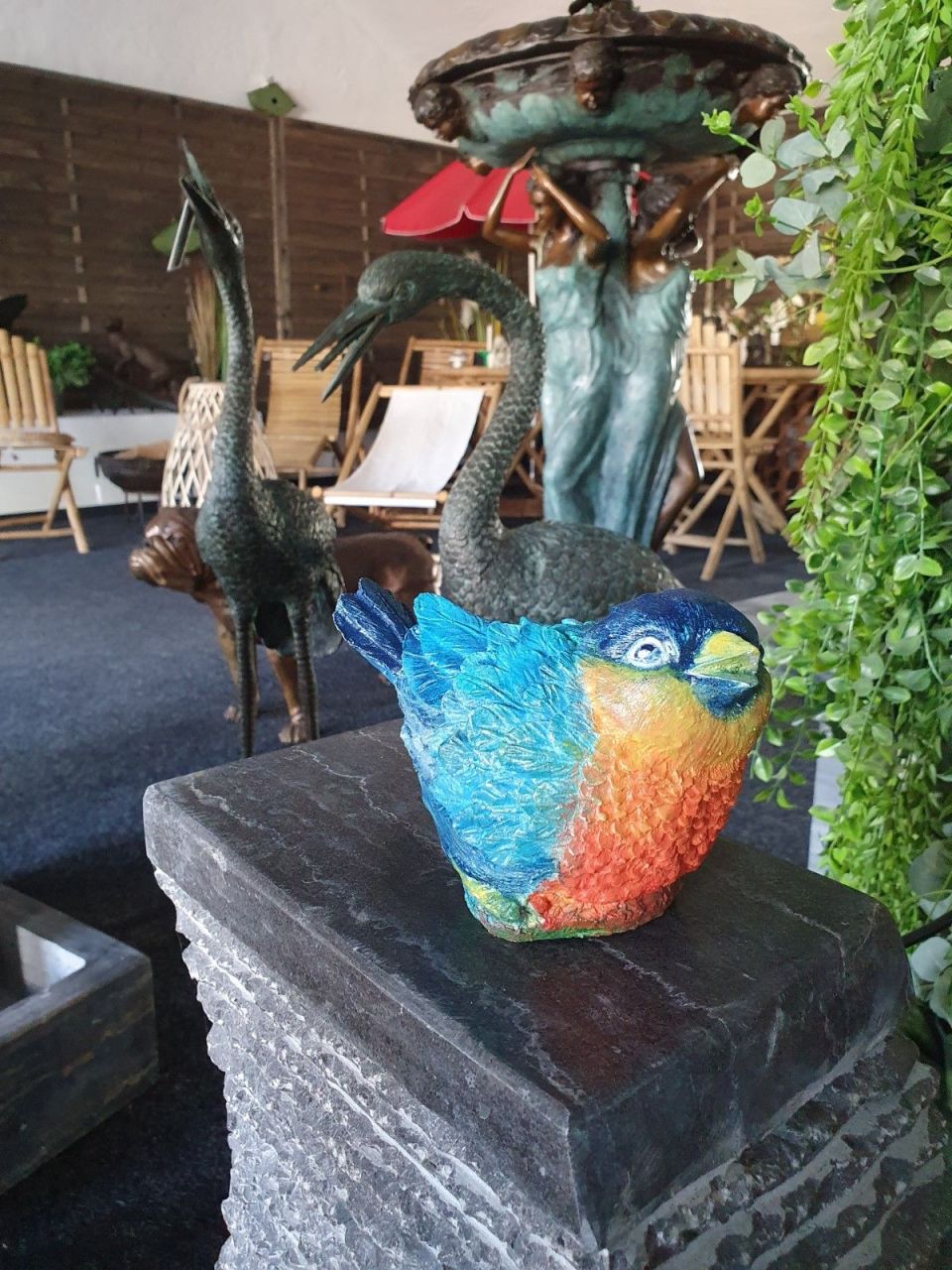 -Gartenfigur Vögelchen- bunt- handbemalt- unter Statuen/Skulpturen Tiere Sonstige Tiere