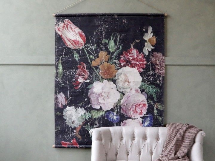 -Leinwand zum Aufhängen mit französischem Blumendruck von Chiq Antique-