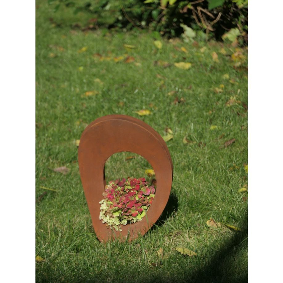 -Metallobjekt -Moca- klein- rost- inkl- Teelicht Klarglas- unter Bronze und Metall Metall Rost