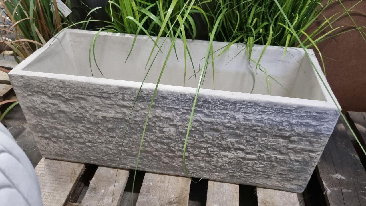 -Pflanzgefäss- Pflanzkasten geriffelt- gross- antik grau- unter Rund um den Garten Pflanzgefäße