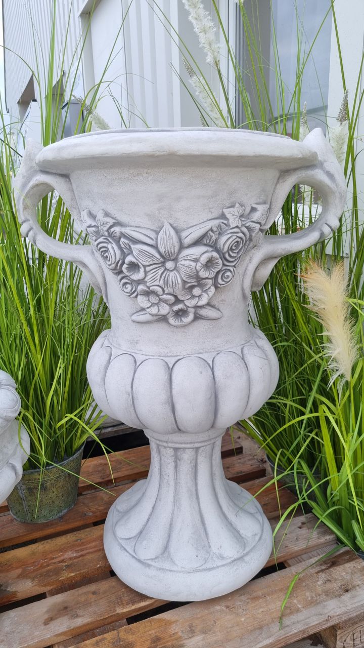 -Pflanzgefäss- Vase- Amphore -Blume- XL- antik grau-