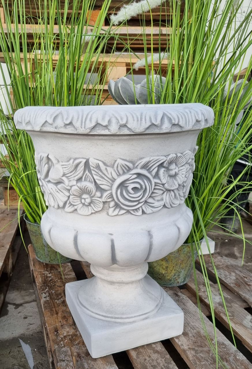 -Pflanzgefäss- Vase- Amphore -Blumen- antik grau-