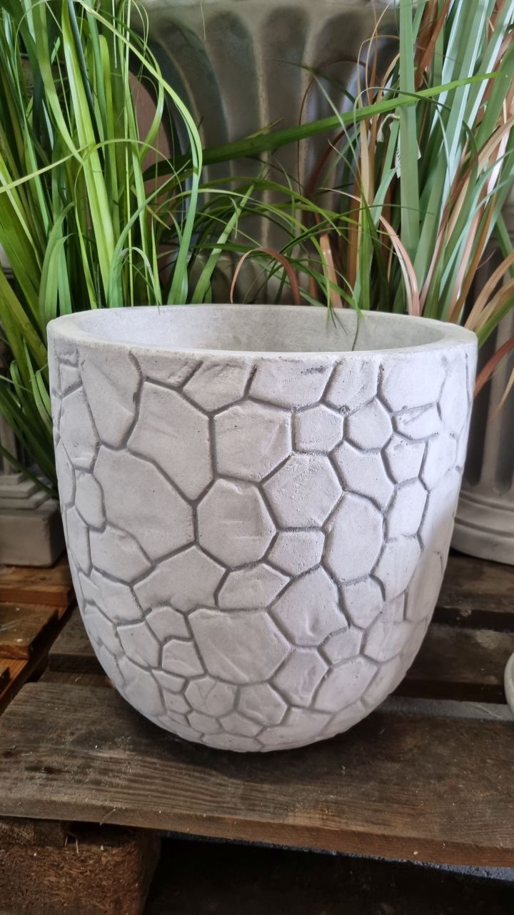 -Pflanzgefäss- Vase -Mosaik- antik grau-