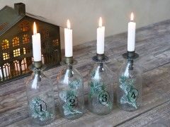 -Vier Adventsflaschen mit Kerzenhalter- 4er Set-