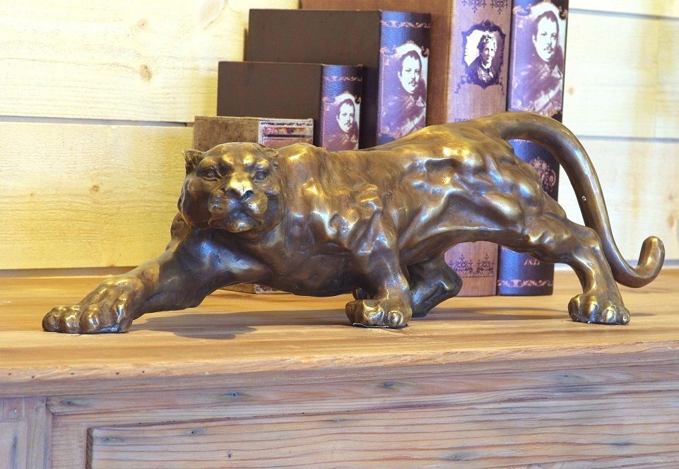 Bronzefigur Lauernder Panther unter Bronze und Metall Figuren