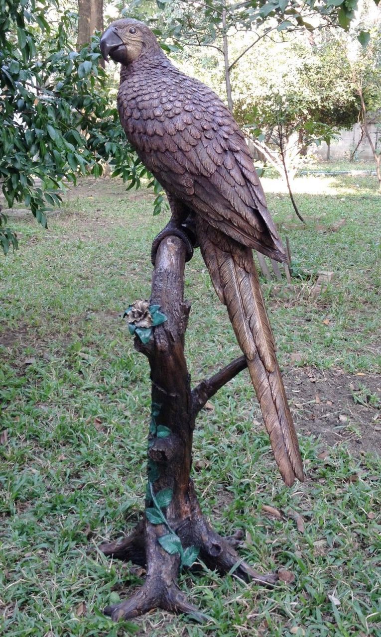 Bronzefigur Papagei auf Stamm unter Bronze und Metall Figuren