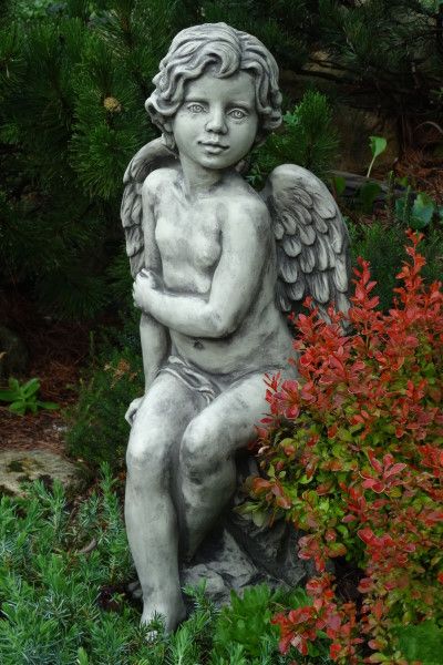 Gartenfigur Engel SAVA- sitzend- Steinguss - Original von Vidroflor