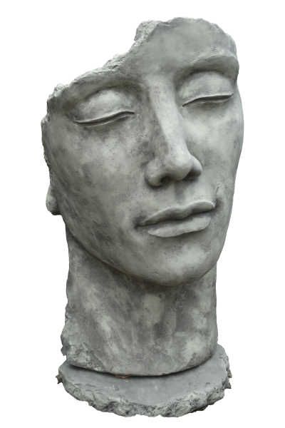 Gartenfigur Gesicht Mann- inkl- Platte zur Montage-Steinguss - Original von-