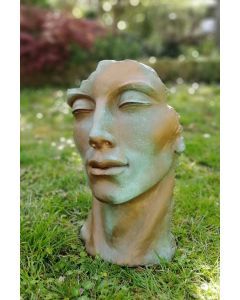 Gartenfigur Gesicht MANN- Steinguss- Kupfereffekt- klein - Original von Vid-