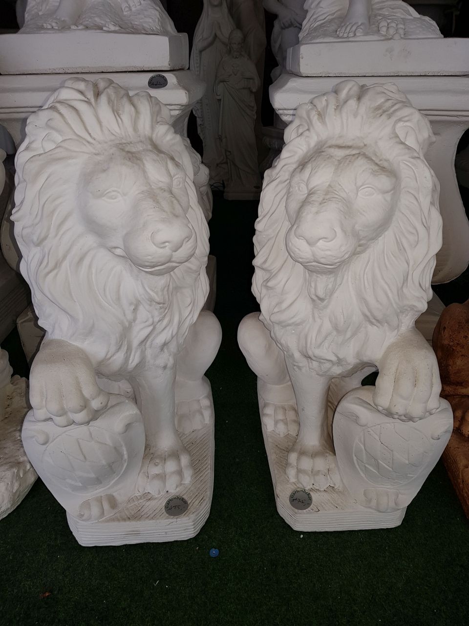 Gartenfigur Löwen Set weiss