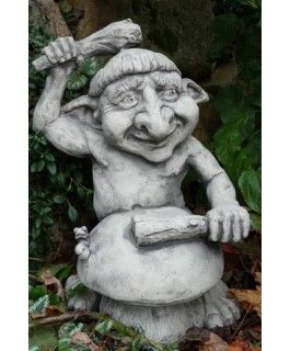 Gartenfigur Musiker-Troll Trommel
