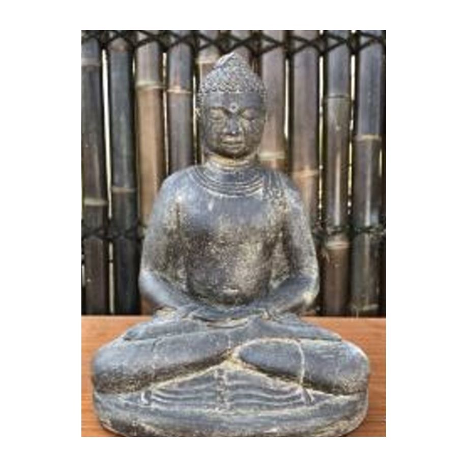 Sitzender Buddha- indisch- Steinguss unter Vidroflor Asiastyle